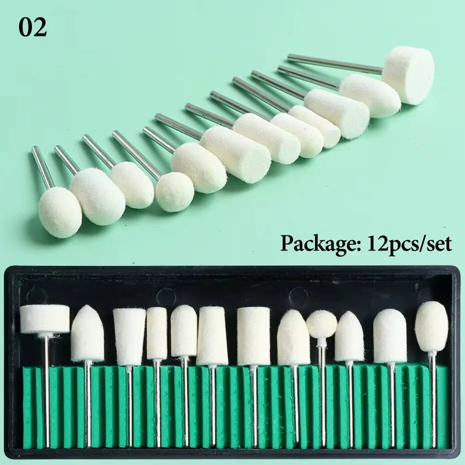 12/30Pcs Cutters for Manicure Machine Quartz Scrub Stone Diamond Wool Nail Drill Bit Rotary Burr Grinding Mill Pedicure Kit