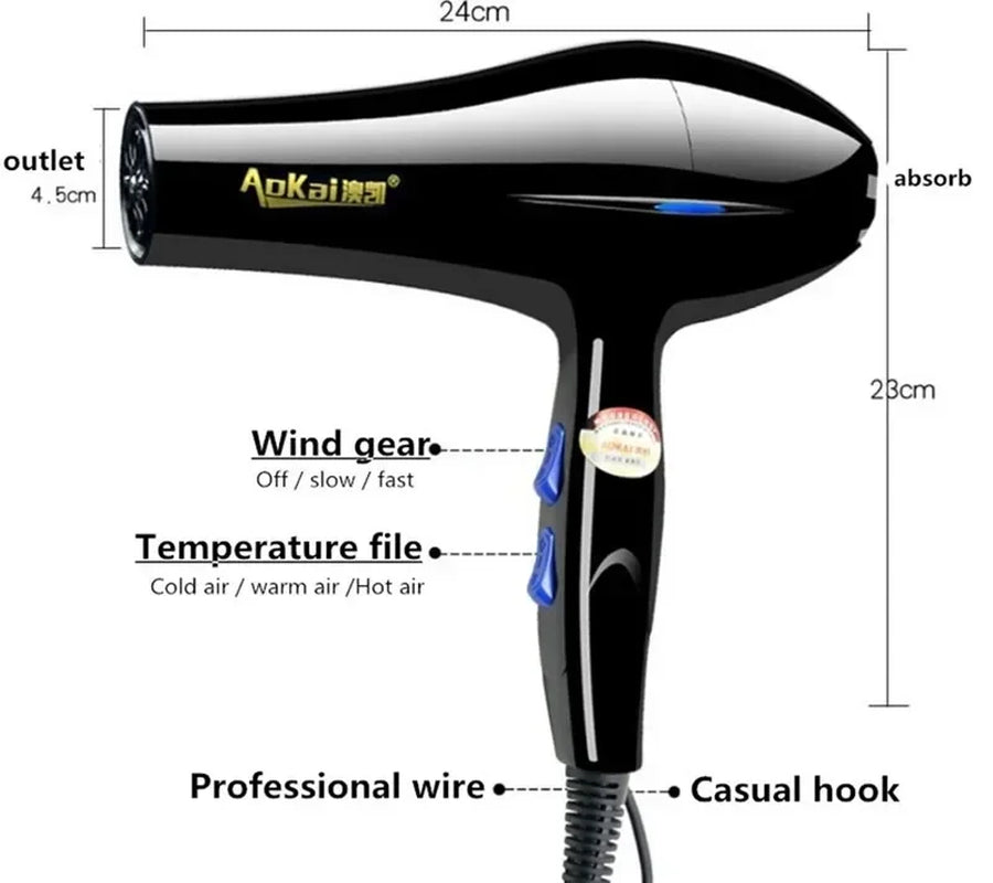 220V Hair Dryer Professional 2200W Gear Strong Power Blow Hair Dryer Brush for Hairdressing Barber Salon Tools Hair Dryer Fan