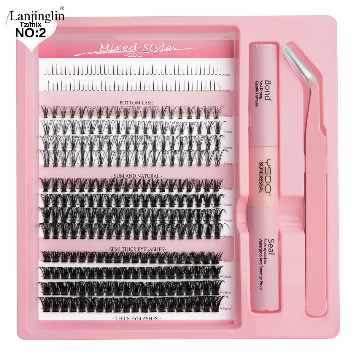 New Individual Lashes Set Natural Long DIY Cluster Lashes Kit with Glue and Tweezer Extensions Eyelashes Make up Tools Faux Cils