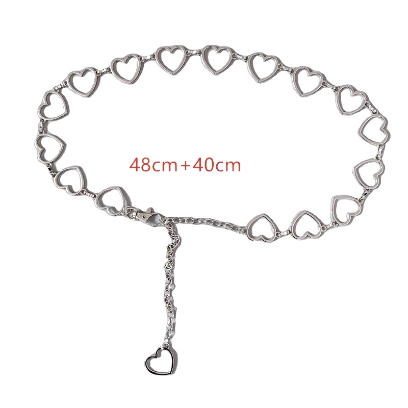 Women Fashion Heart Shaped Metal Waist Chain Belt Waistband Accessories