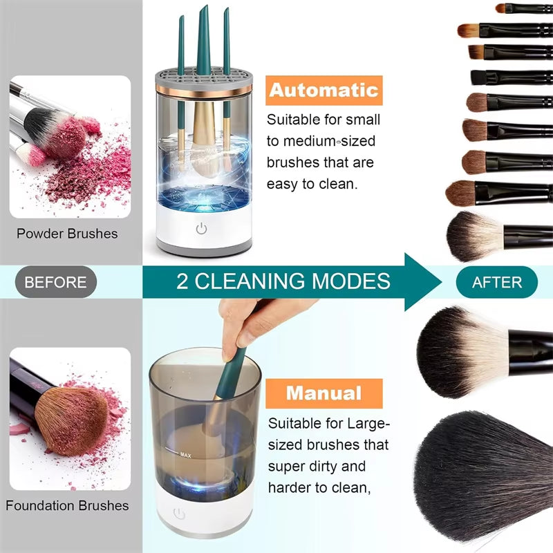 USB Plug Electric Makeup Brush Cleaner Makeup Brush Cleaning Machine Automatic Cosmetic Brush Dryer and Cleaner with Cleaner Mat