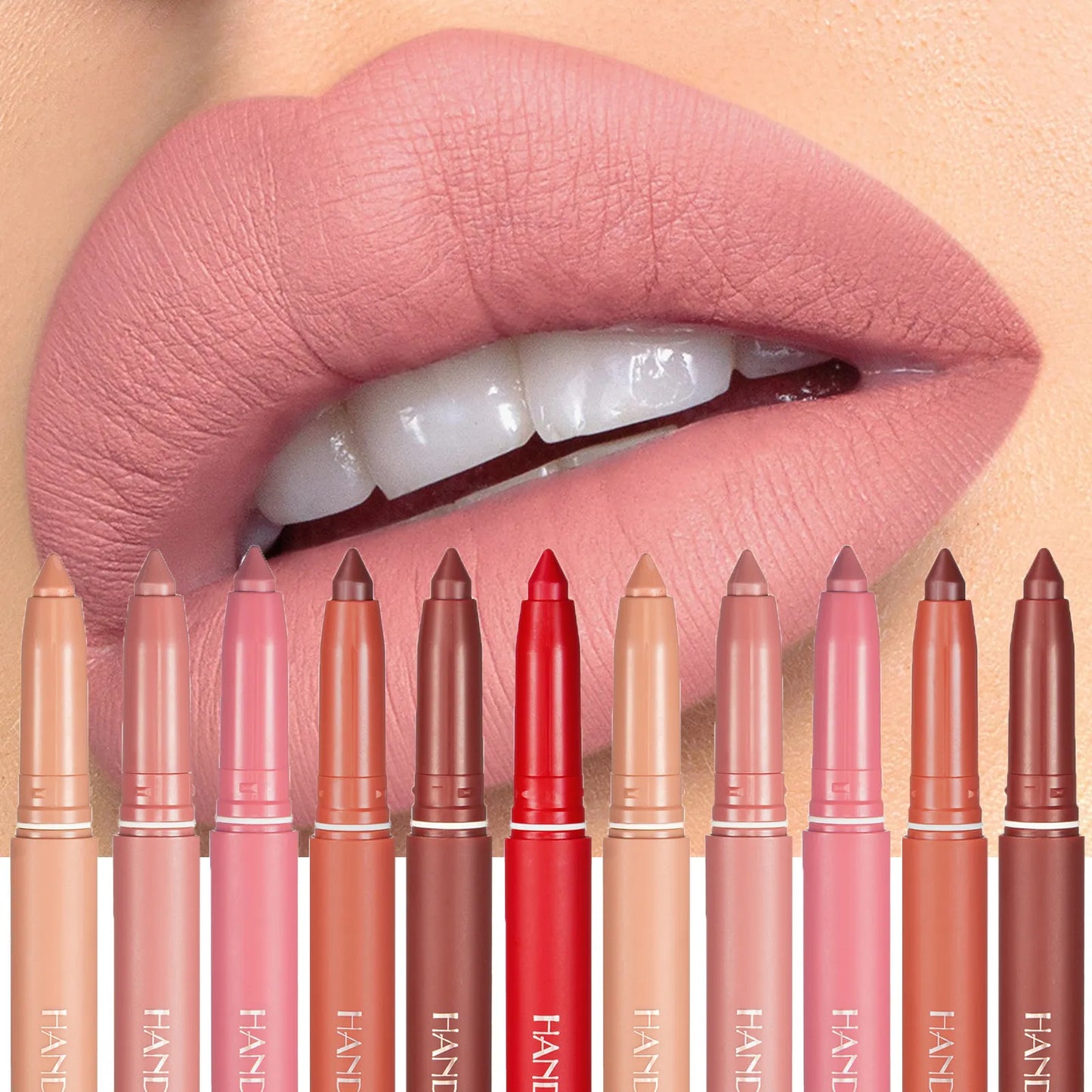 12 Color Matte  Nude Pink Matte Solid Lip Gloss Waterproof Long Lasting cil Lip Liner Pen Lip Makeup