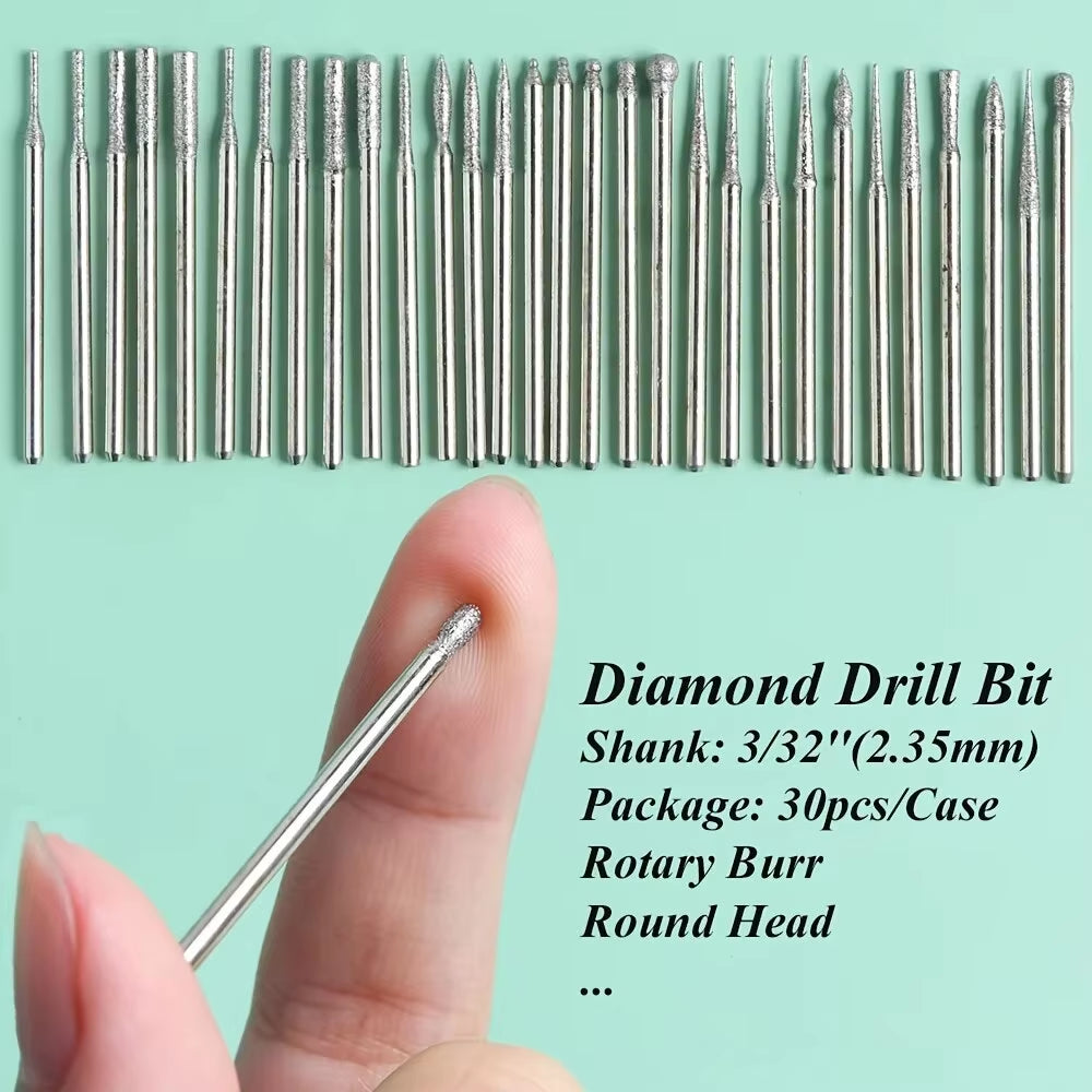 12/30Pcs Cutters for Manicure Machine Quartz Scrub Stone Diamond Wool Nail Drill Bit Rotary Burr Grinding Mill Pedicure Kit