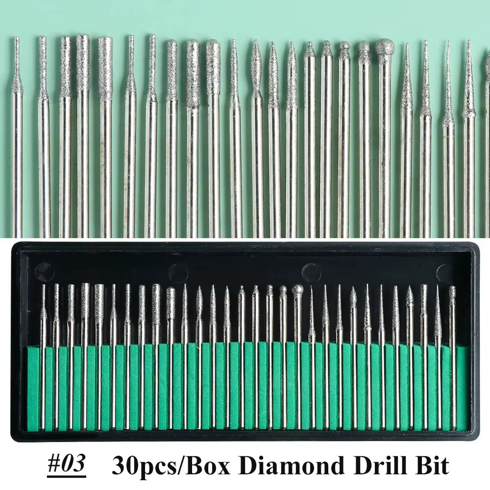 12/30Pcs Cutters for Manicure Machine Quartz Scrub Stone Diamond Wool Nail Drill Bit Rotary Burr Grinding Mill Pedicure Kit