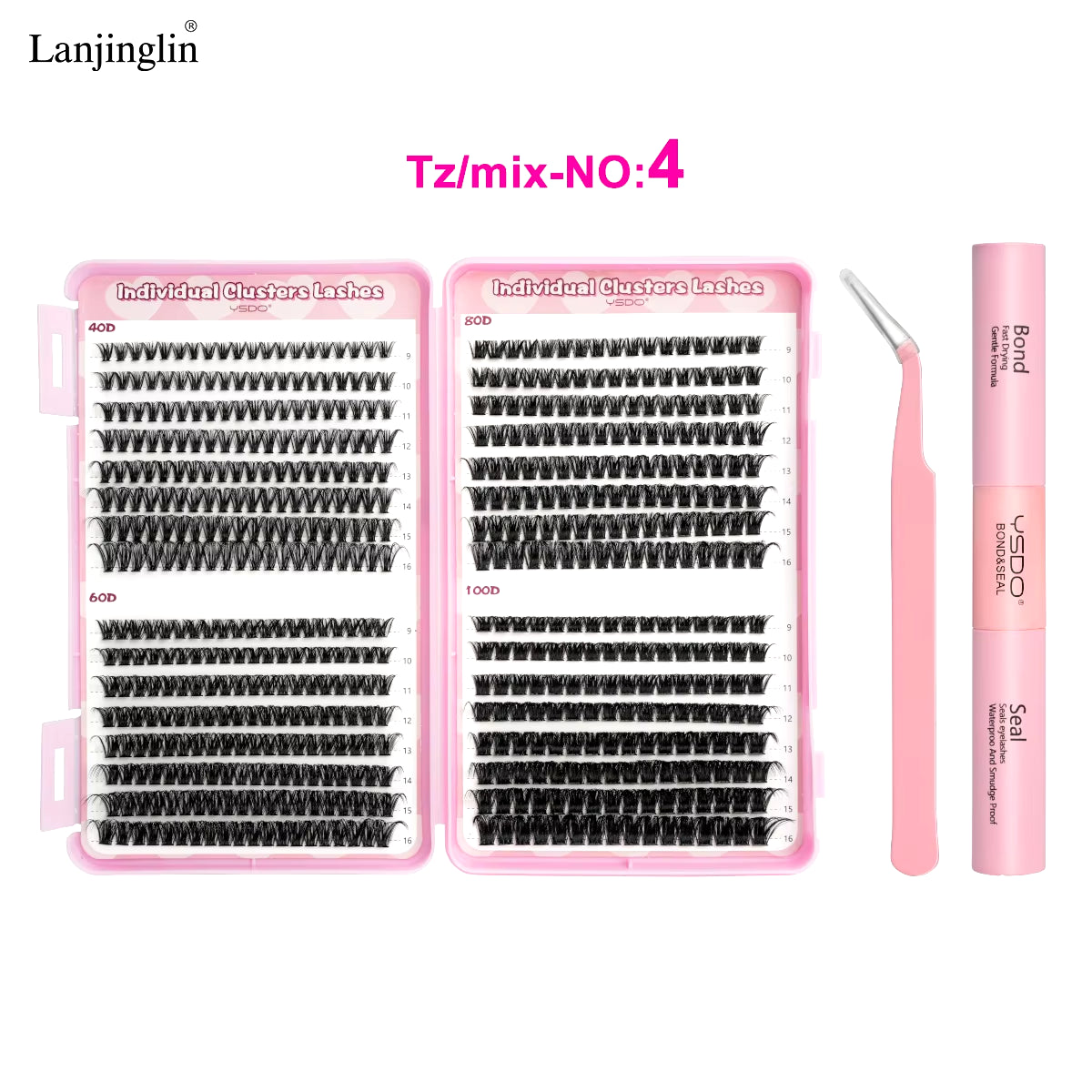 New Individual Lashes Set Natural Long DIY Cluster Lashes Kit with Glue and Tweezer Extensions Eyelashes Make up Tools Faux Cils