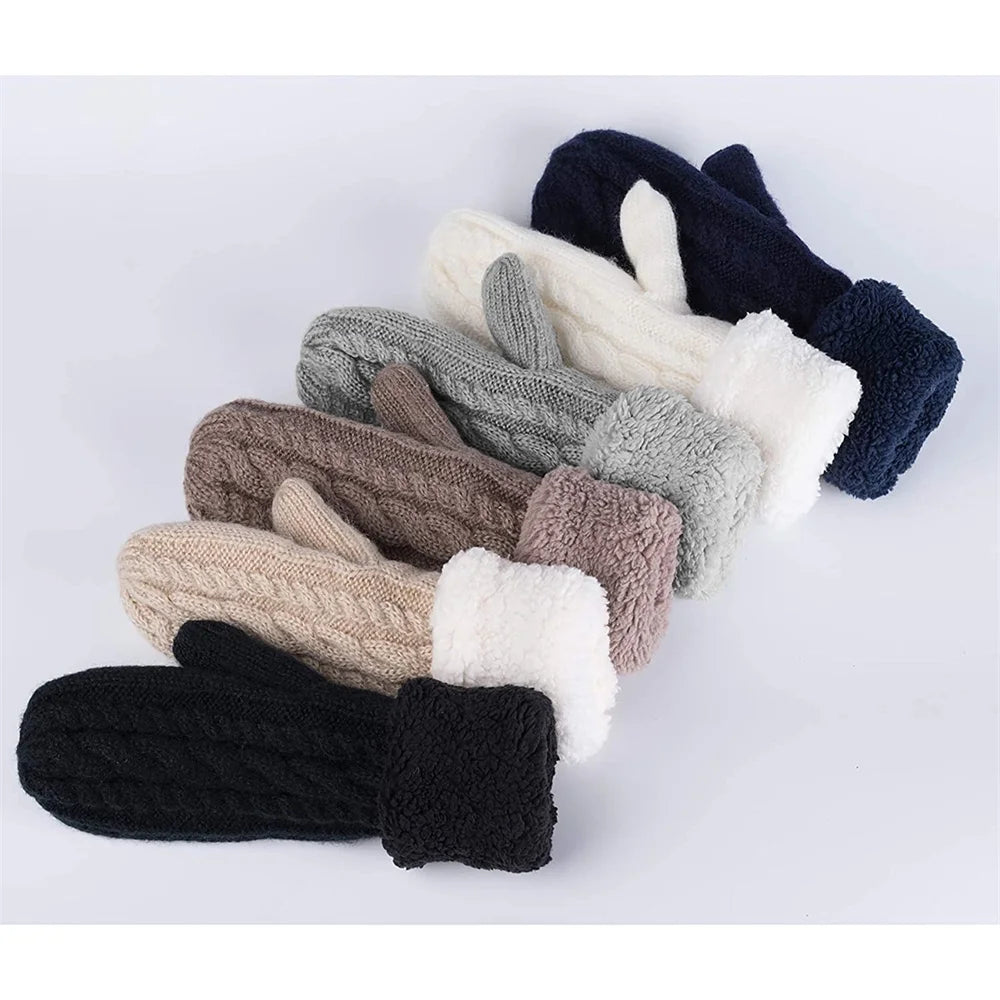 Women'S Winter Gloves Warm Lining Mittens- Cozy Wool Knit Thick Gloves Novelty Mittens Winter Cold Weather Accessories