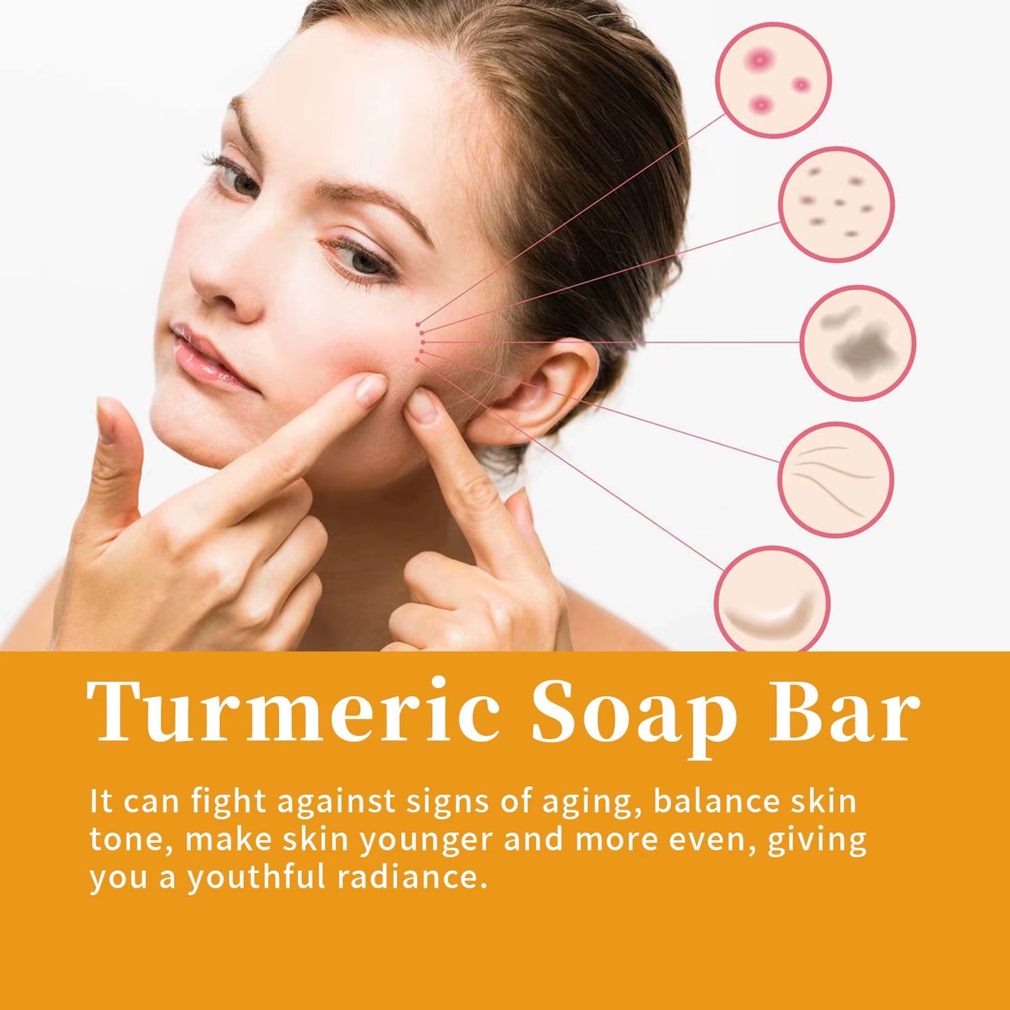 Tumeric Brightening Bar Soap Lemon Remove Pimples Dark Spot Freckle anti Acne Deep Cleaning Moisturizing Handmade Whitening Soap