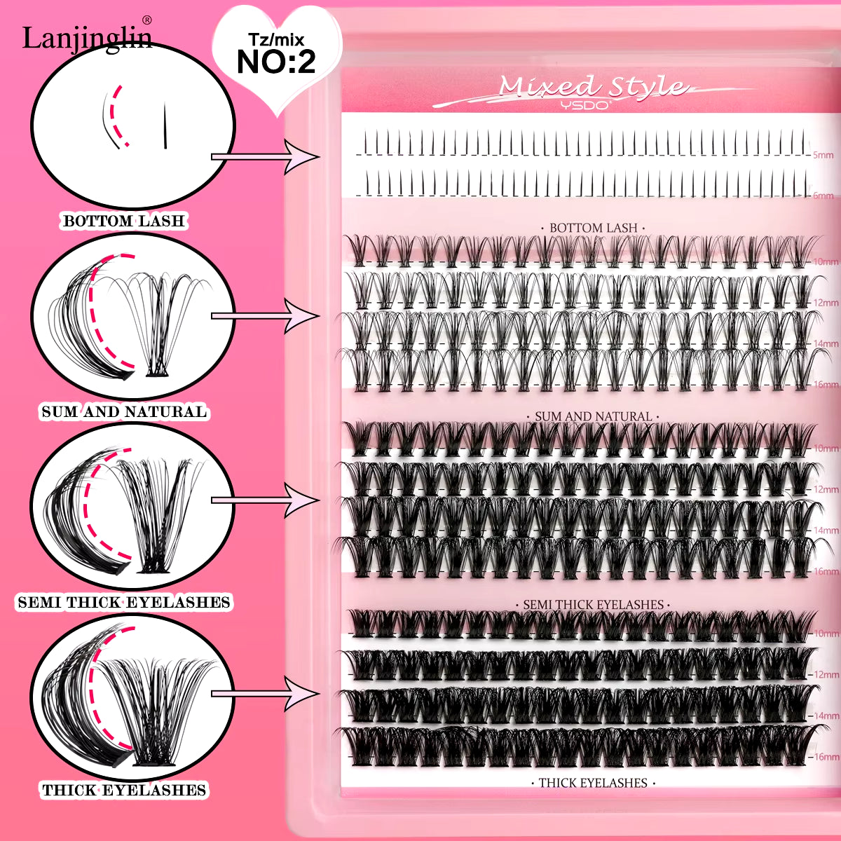 New Individual Lashes Set Natural Long DIY Cluster Lashes Kit with Glue and Tweezer Extensions Eyelashes Make up Tools Faux Cils