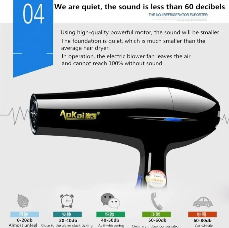 220V Hair Dryer Professional 2200W Gear Strong Power Blow Hair Dryer Brush for Hairdressing Barber Salon Tools Hair Dryer Fan